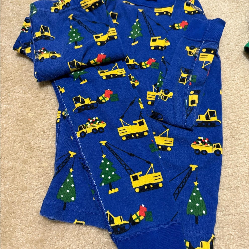 Hanna Andersson Blue Christmas Construction Pajama Set
